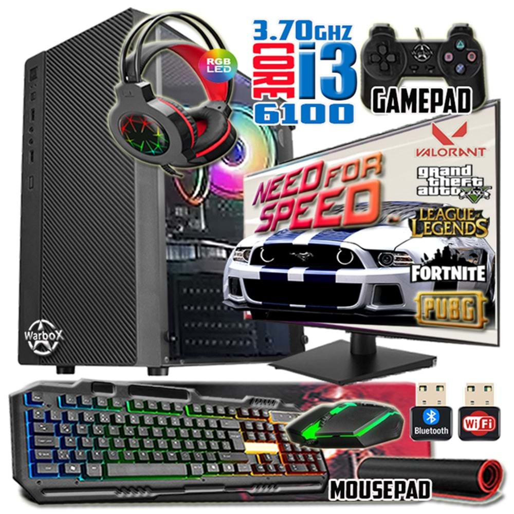 WarboX Star I3 6100 Turbo:3.70ghz 8gb Ram 240gb Ssd 250gb Hdd R7 240-4gb E.kartı 19