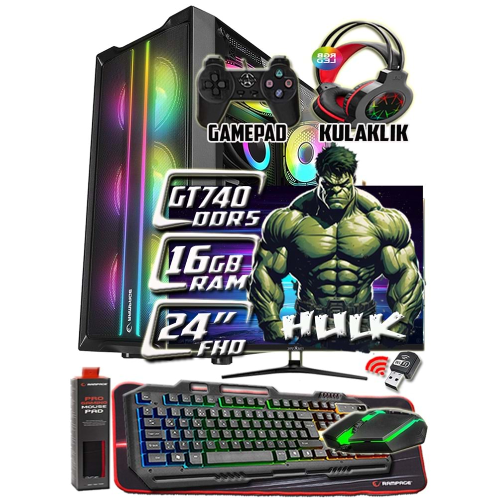 WarboX HULK GT740 DDR5 Ekran Kartı Xeon X5650 16gb Ram 256gb Ssd 250gb Hdd 24
