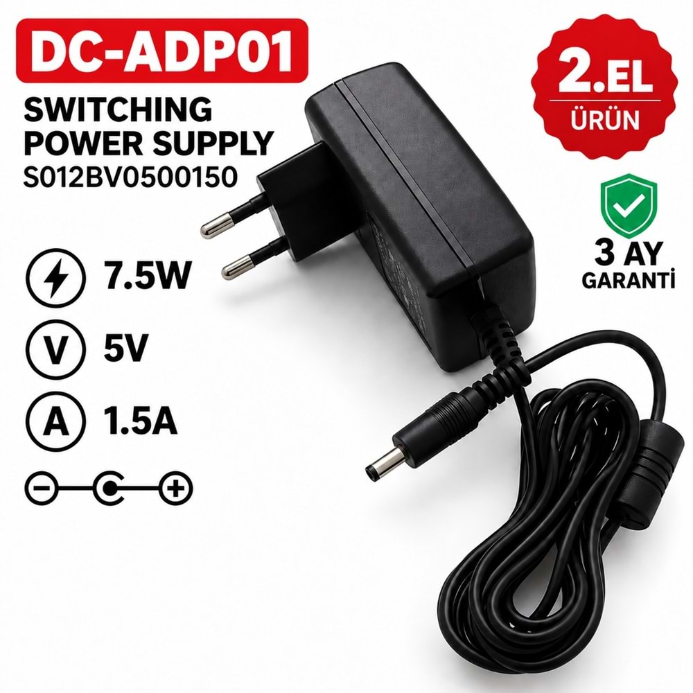 AC-DC ADAPTÖR S012BV0500150 - 7.5W - 5V - 1.5A / 5.5 × 2.1 mm - 2.El Elektronik Cihaz Adaptörü