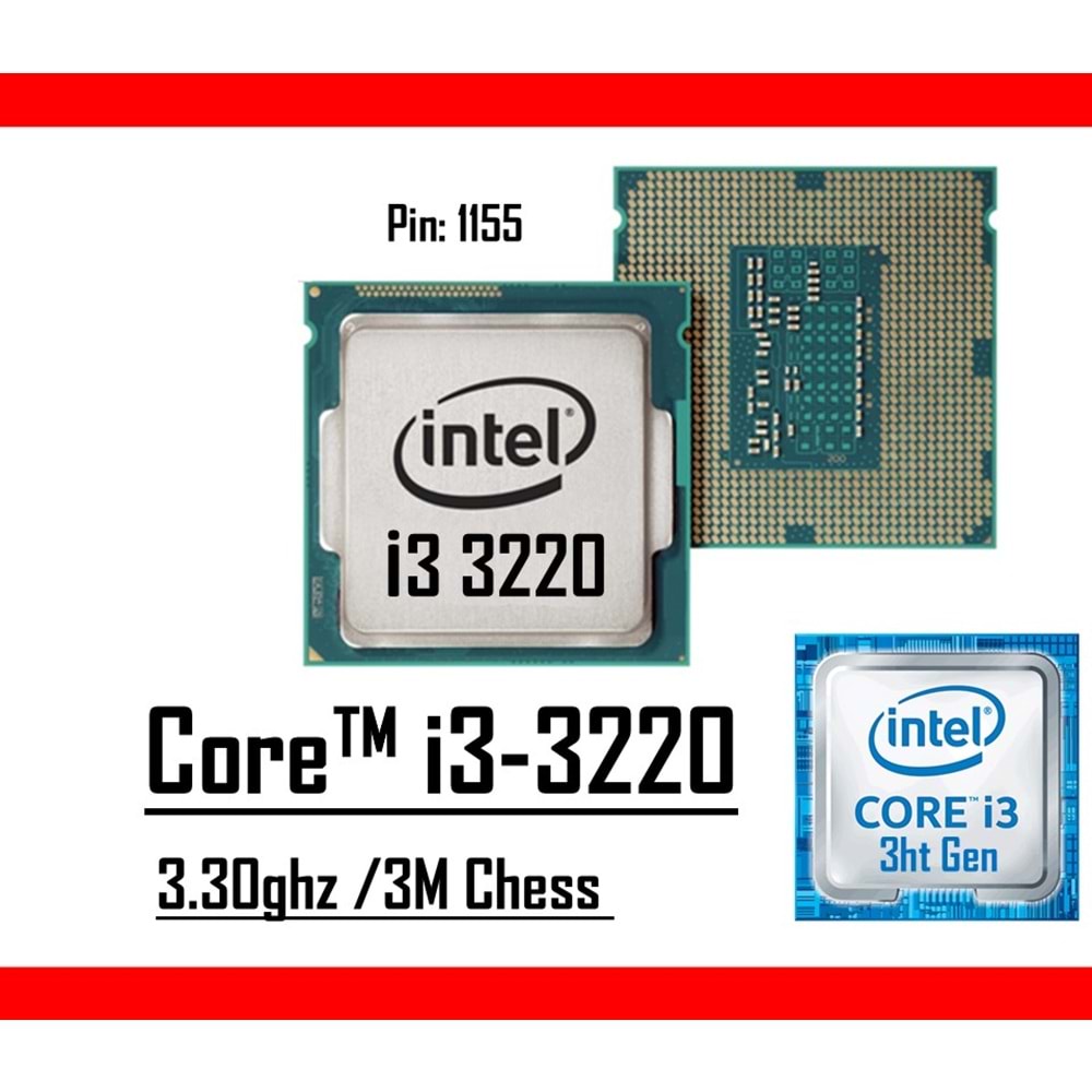 Intel® Core™ i3 3220 3.30 Ghz 3mb Cache Lga 1155p Tray Masaüstü Bilgisayar İşlemci