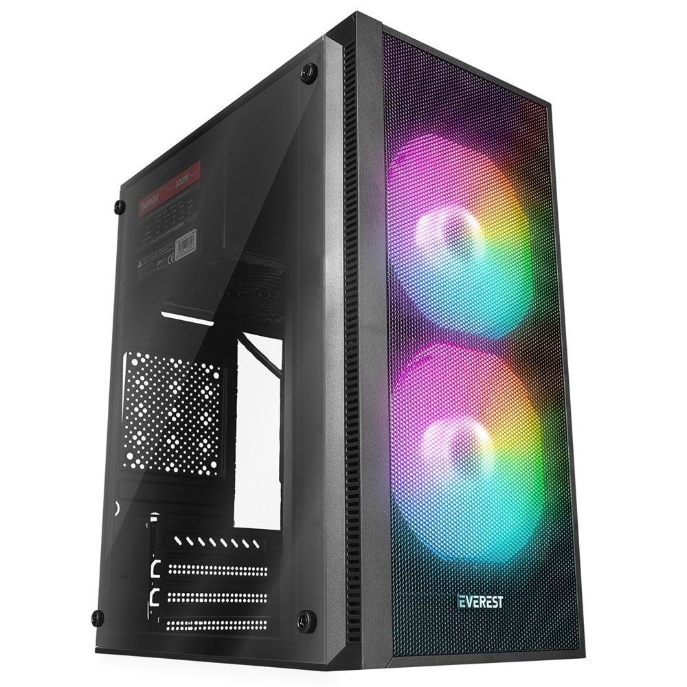 Everest MINION Mesh PEAK 2* 12cm Rainbow Fan Akrilik Yan Panel M-ATX Mini-T Gaming Oyuncu Kasası