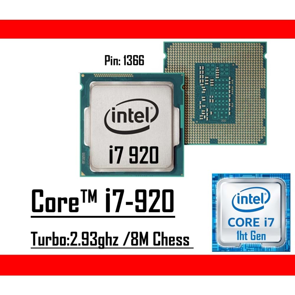 Intel® Core™ i7 920 2.66 Ghz 8mb Cache Lga 1366p Tray Masaüstü Bilgisayar İşlemci