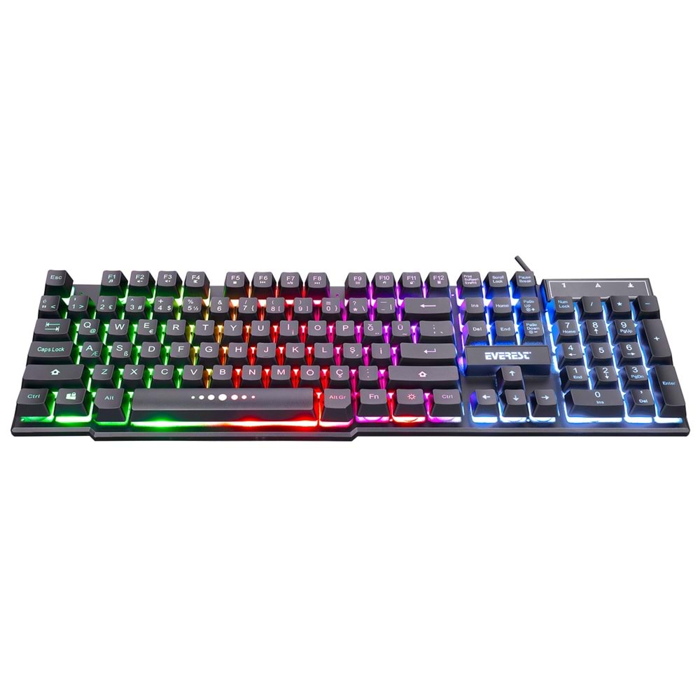 Everest Kb-X88 Blast Usb Gökkuşağı Aydınlatmalı Q Oyuncu Klavyesi Black