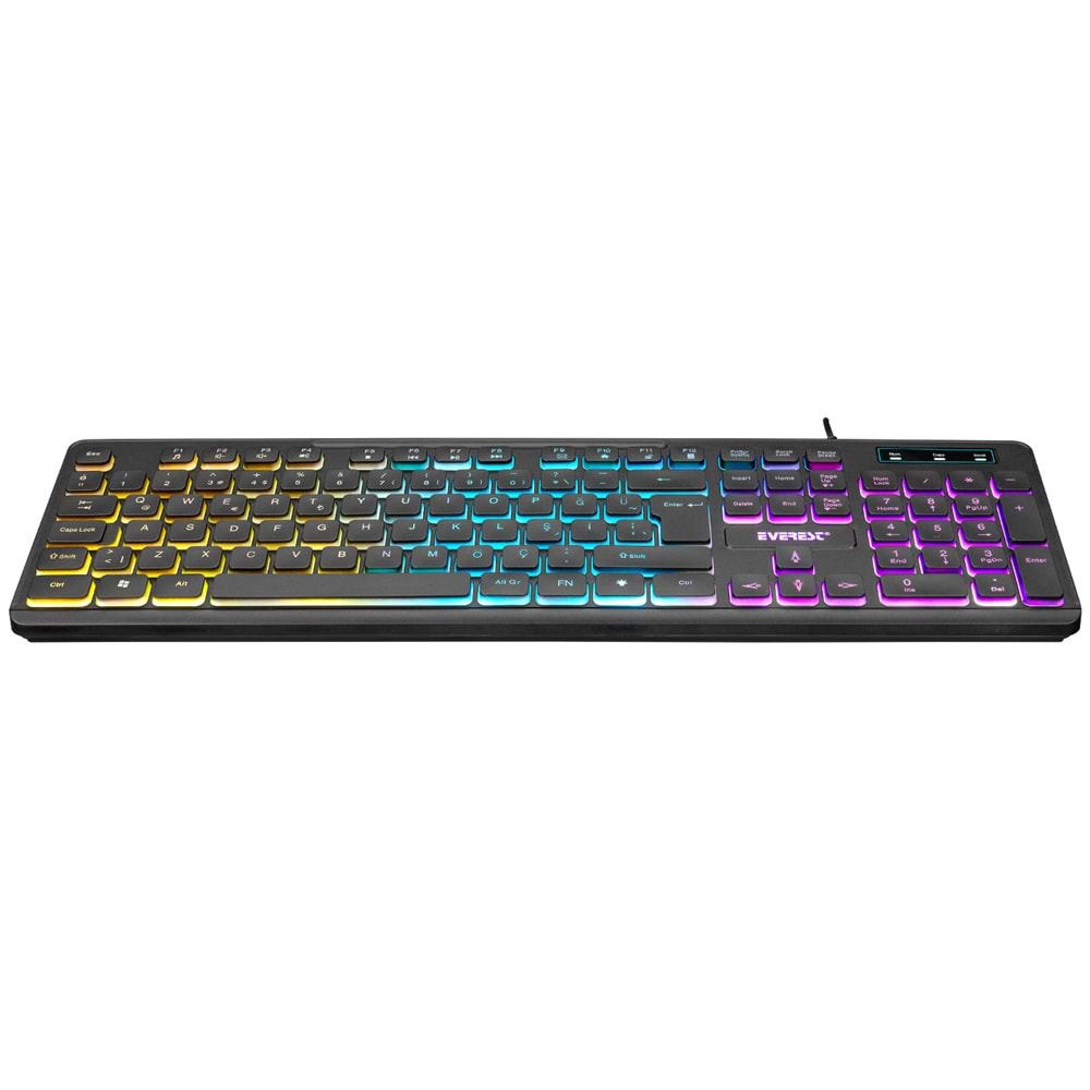 Everest KB-120 Sleek Siyah USB Gökkuşağı Aydınlatmalı Oyuncu Klavyesi