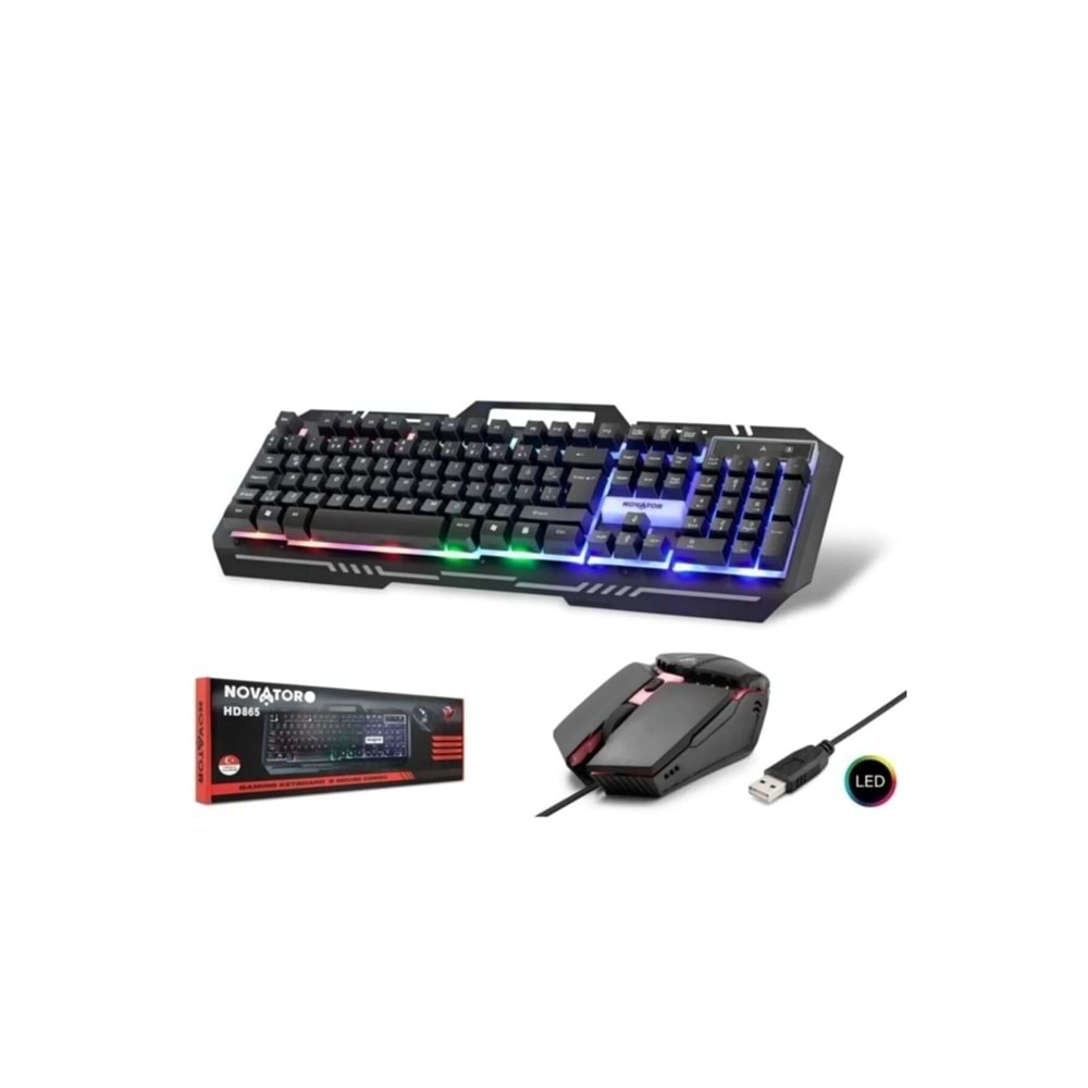 Novator HD865 Kablolu Ledli Klavye & Mouse Set