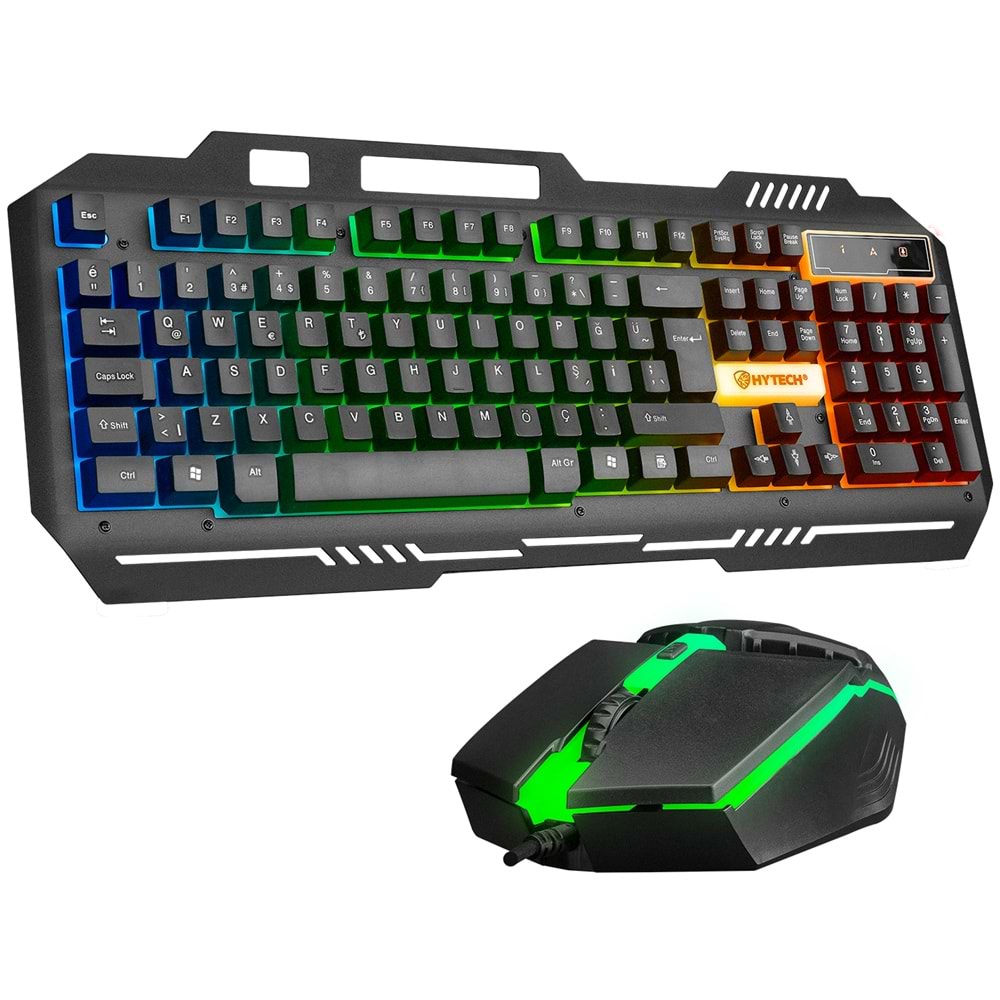 Hytech Hkm-x86 Quın Siyah Usb Gökkuşağı Zemin Aydınlatmalı Gaming Oyuncu Klavye Mouse Set