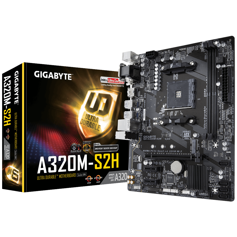 Gıgabyte A320M S2H 3200MHz DDR4 Soket AM4 M.2 HDMI DVI VGA mATX Anakart