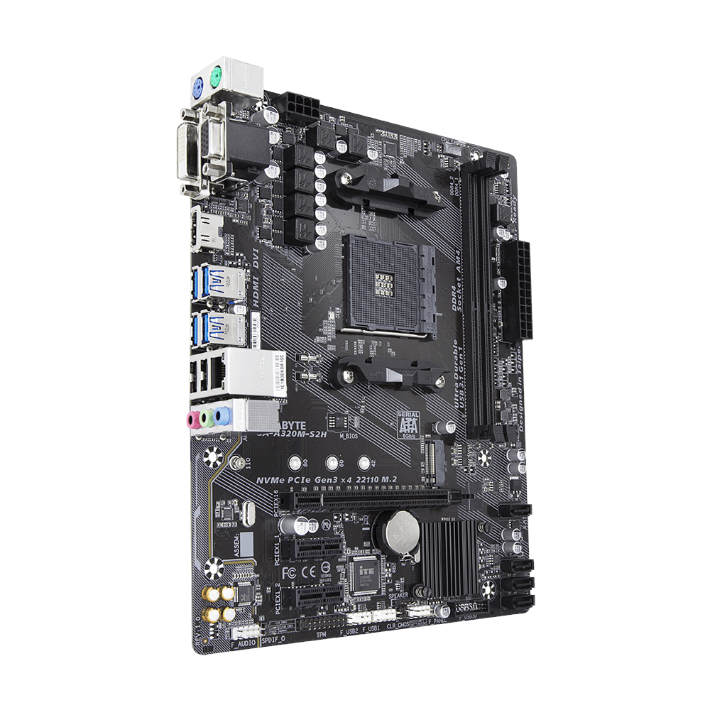 Gıgabyte A320M S2H 3200MHz DDR4 Soket AM4 M.2 HDMI DVI VGA mATX Anakart