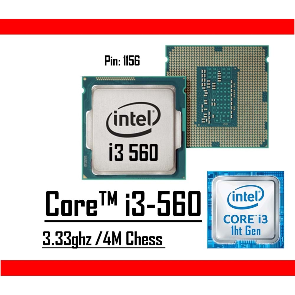 Intel® Core™ i3 560 3.33 Ghz 4mb Cache Lga 1156p Tray Masaüstü Bilgisayar İşlemci