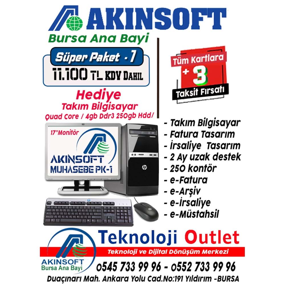 Akınsoft Anabayi TeknolojiOutlet Paket 7 Super + Hediye Pc