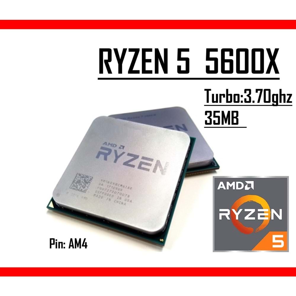 AMD Ryzen5 5600X 3.70 Ghz 35mb Cache 65W 7nm AM4 Tray Masaüstü Bilgisayar İşlemci