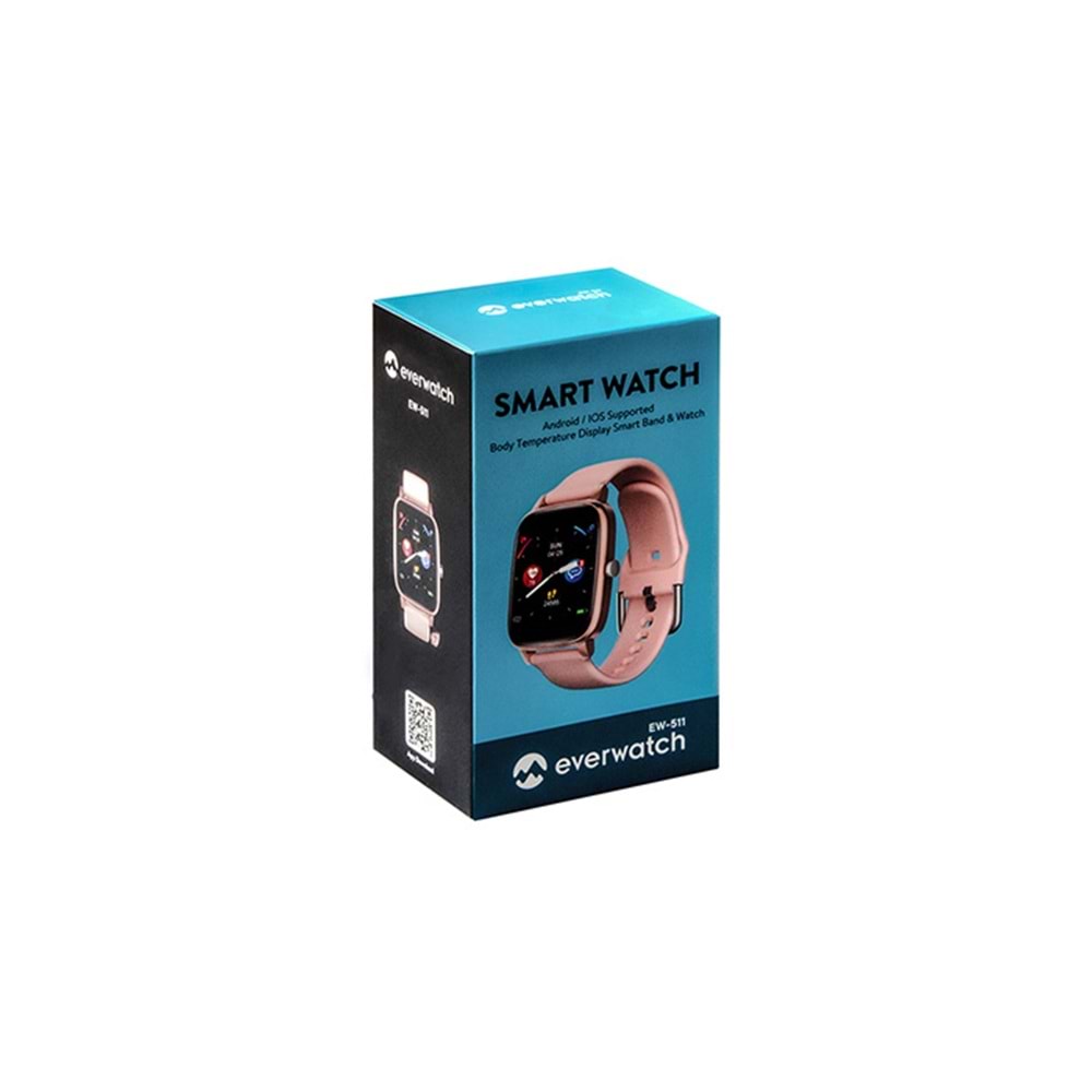 Everest Ever Watch EW-511 Android/IOS Smart Watch Vücut Isı Göstergeli Pembe Akıllı Saat