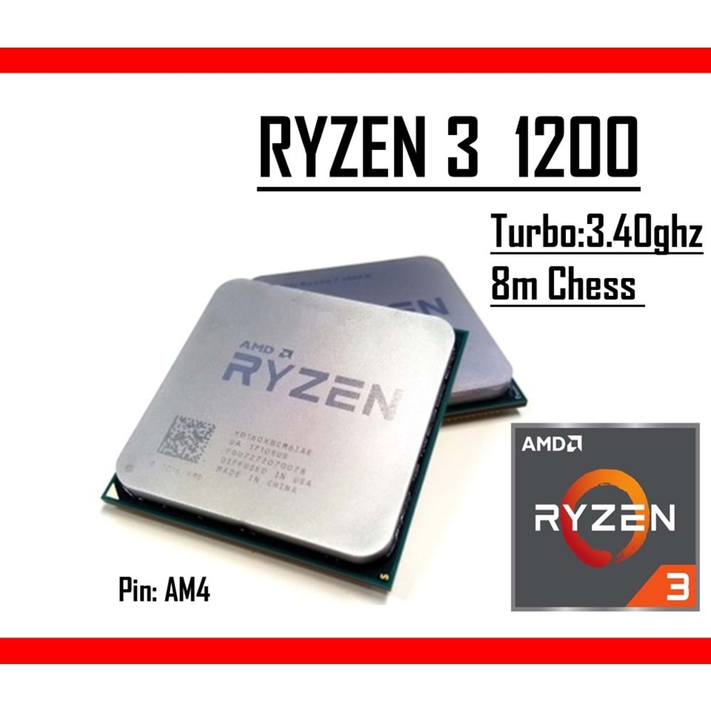 AMD Ryzen™3 1200 3.10 Ghz 8mb Cache 65W 14nm AM4 Tray Masaüstü Bilgisayar İşlemci