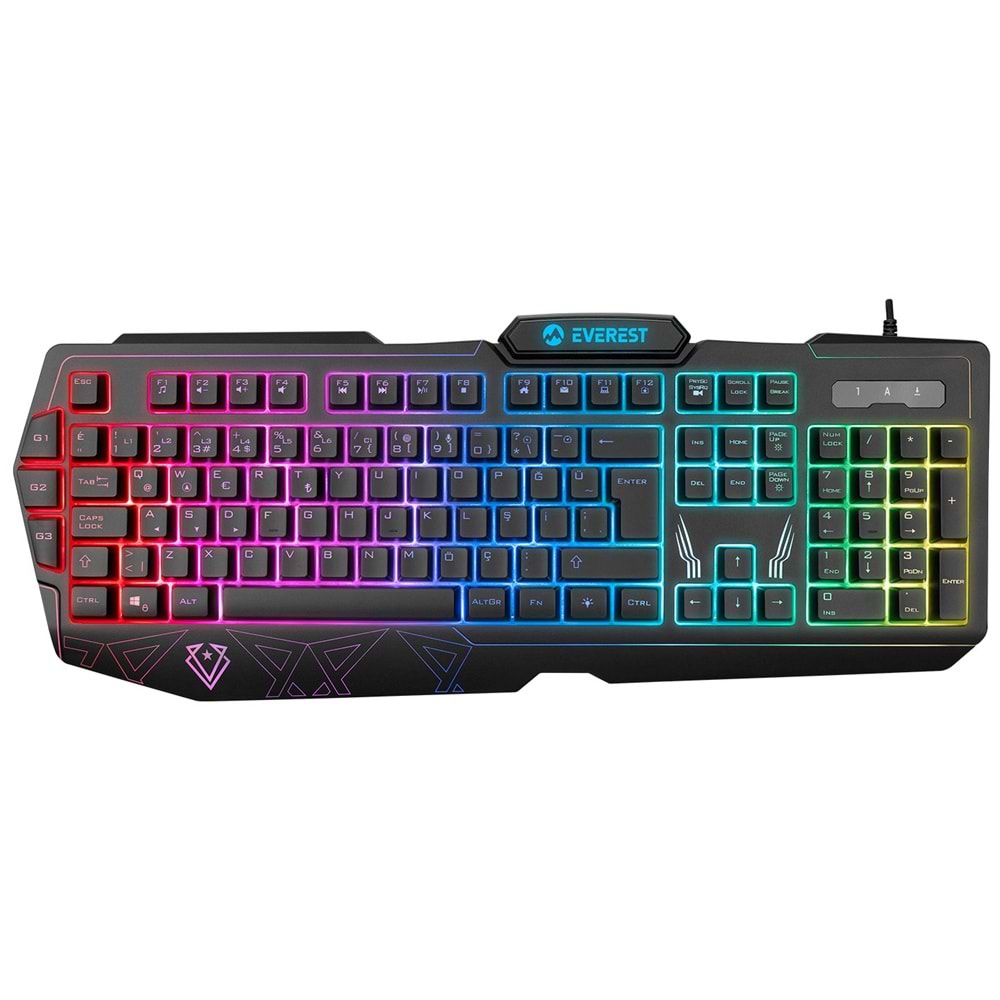 Everest KB-GX61 FORMULA Usb Rgb Aydınlatmalı 3 Makro Tuşlu Bilek Destekli Oyucu Klavyesi