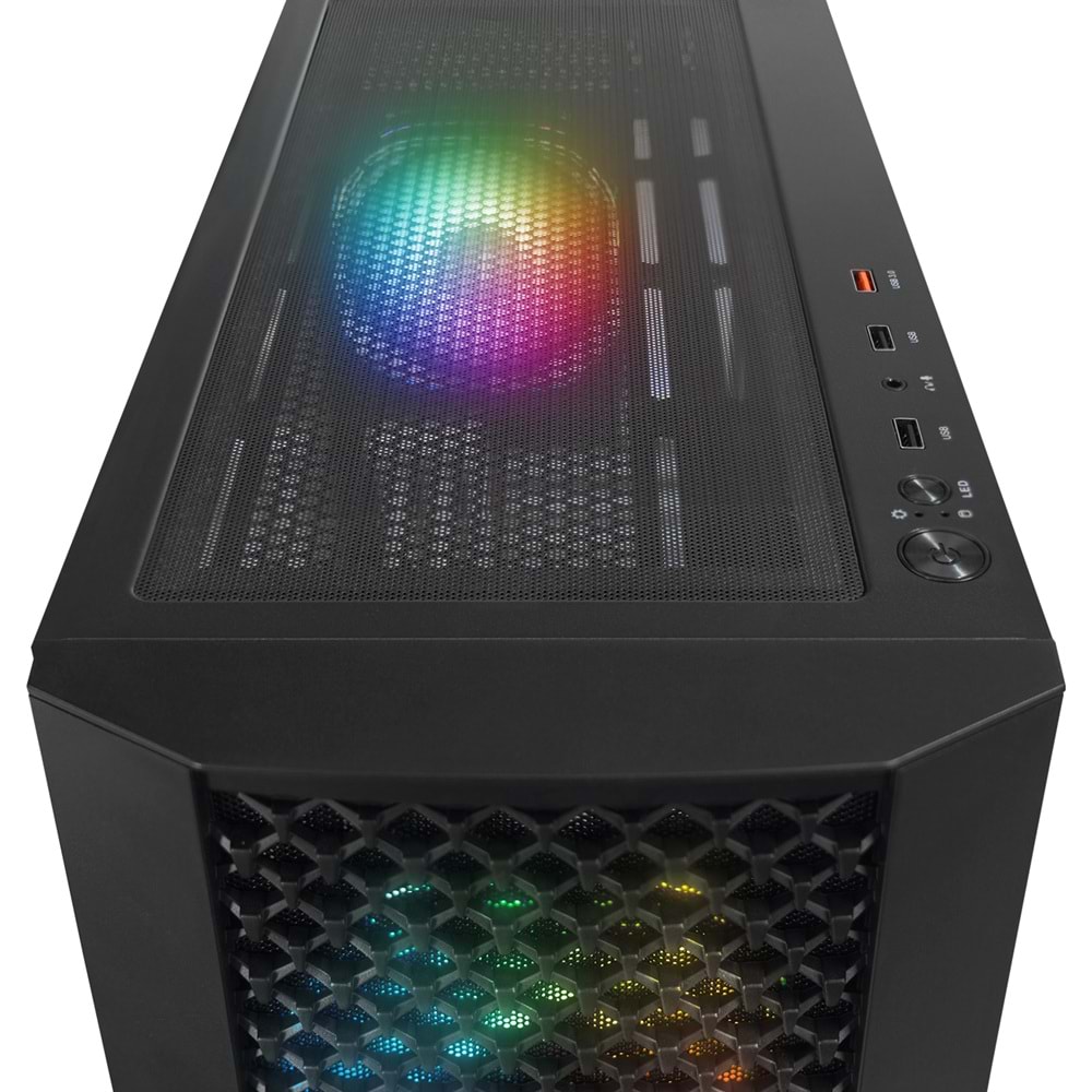 Rampage SHELOB Mesh+Temperli Cam 4*ARGB Infinity Fan+Hub E-ATX Mid-T Gaming Oyuncu Kasası