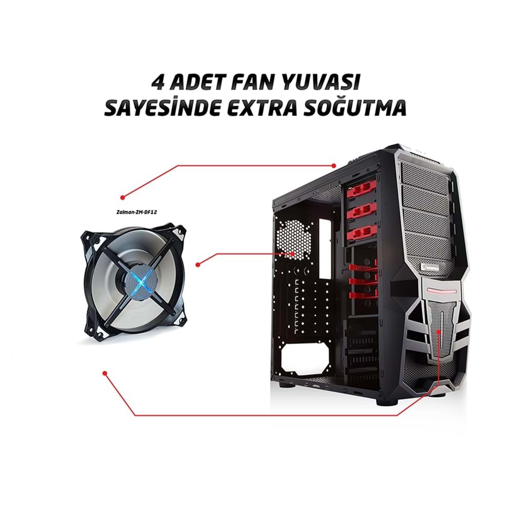 Everest Rampage 72 No BLACK PSU Siyah Usb 3.0 12cm Led Fan Oyun Kasa