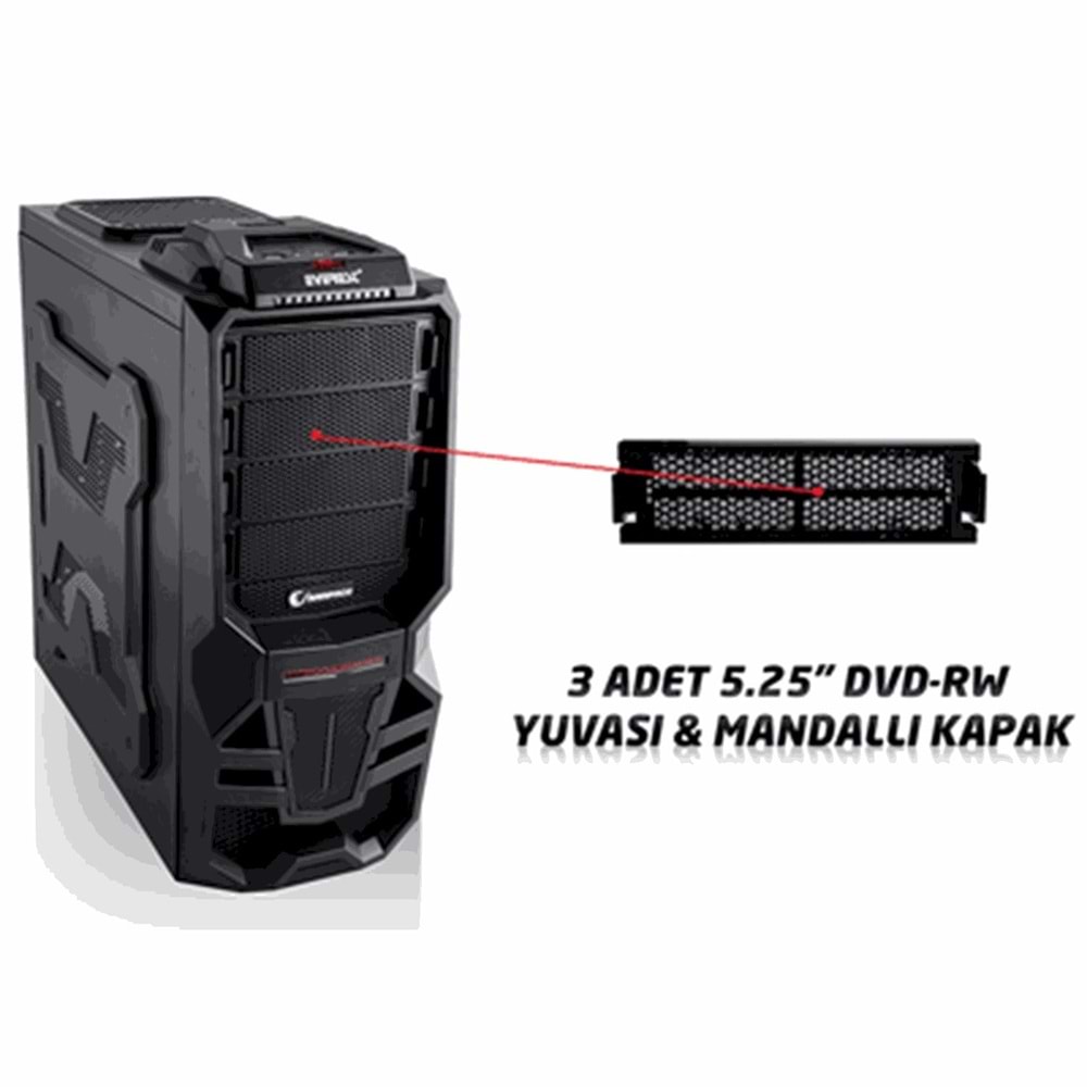 Everest Rampage 72 No BLACK PSU Siyah Usb 3.0 12cm Led Fan Oyun Kasa