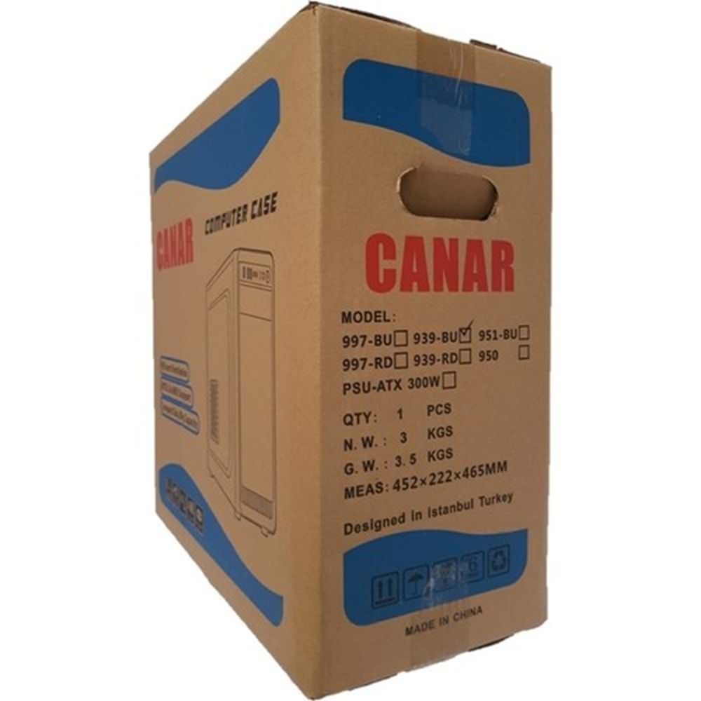 Canar 939-BLUE Atx No Psu Bilgisayar Blue kasa