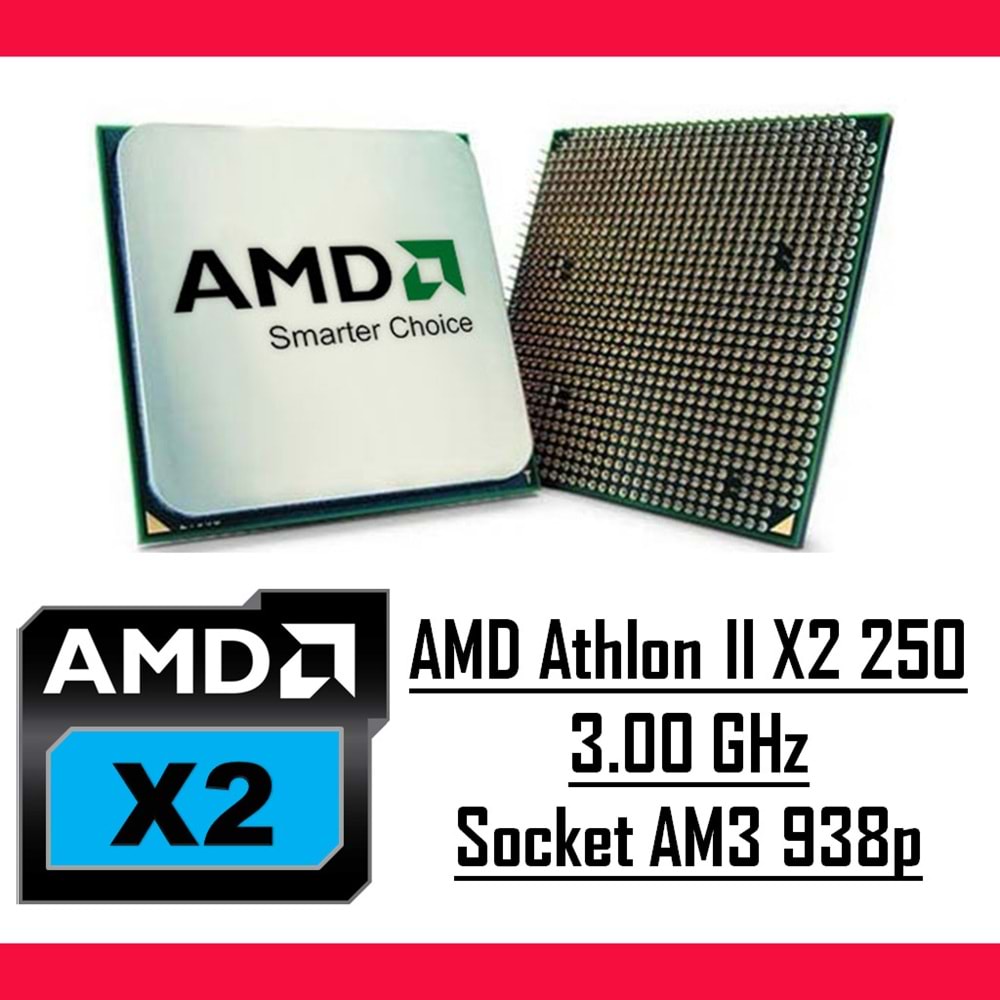 AMD Athlon II X2 250 3.00 Ghz AM3 938p Tray Masaüstü Bilgisayar İşlemci