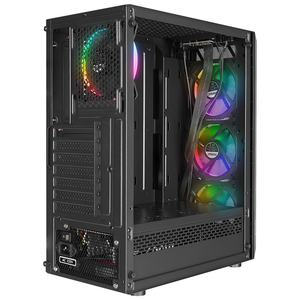 Everest BUMPY 4*12cm RGB Fan Tempered Camlı ATX Mid-T Gaming Oyuncu Kasası