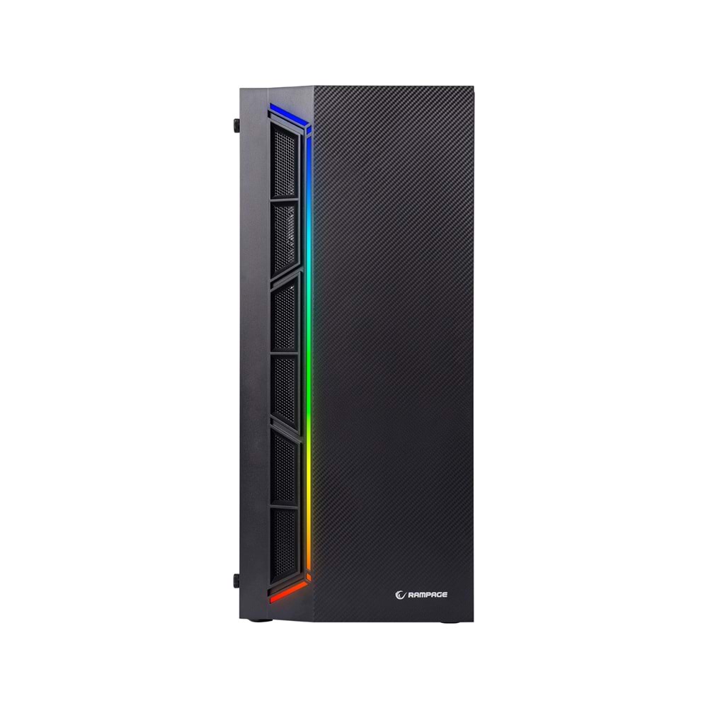 Rampage VICTORY Temperli Camlı 4*12cm RGB Fan + Led Şerit ATX Mid-T Gaming Oyuncu Kasası