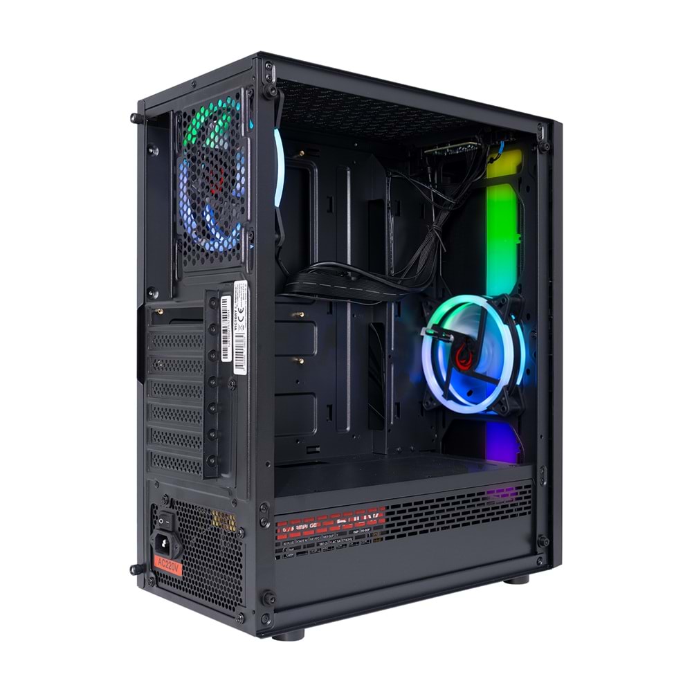 Rampage VICTORY Temperli Camlı 4*12cm RGB Fan + Led Şerit ATX Mid-T Gaming Oyuncu Kasası