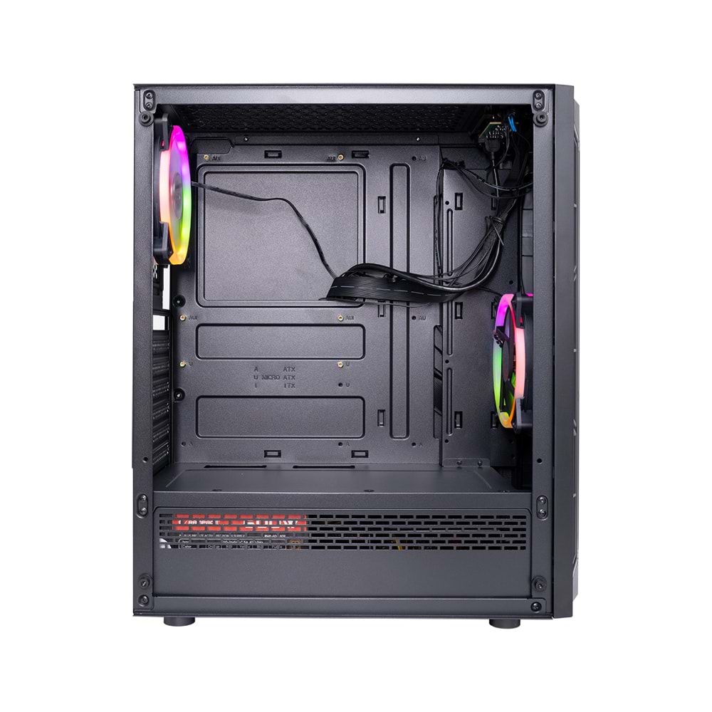Rampage VICTORY Temperli Camlı 4*12cm RGB Fan + Led Şerit ATX Mid-T Gaming Oyuncu Kasası