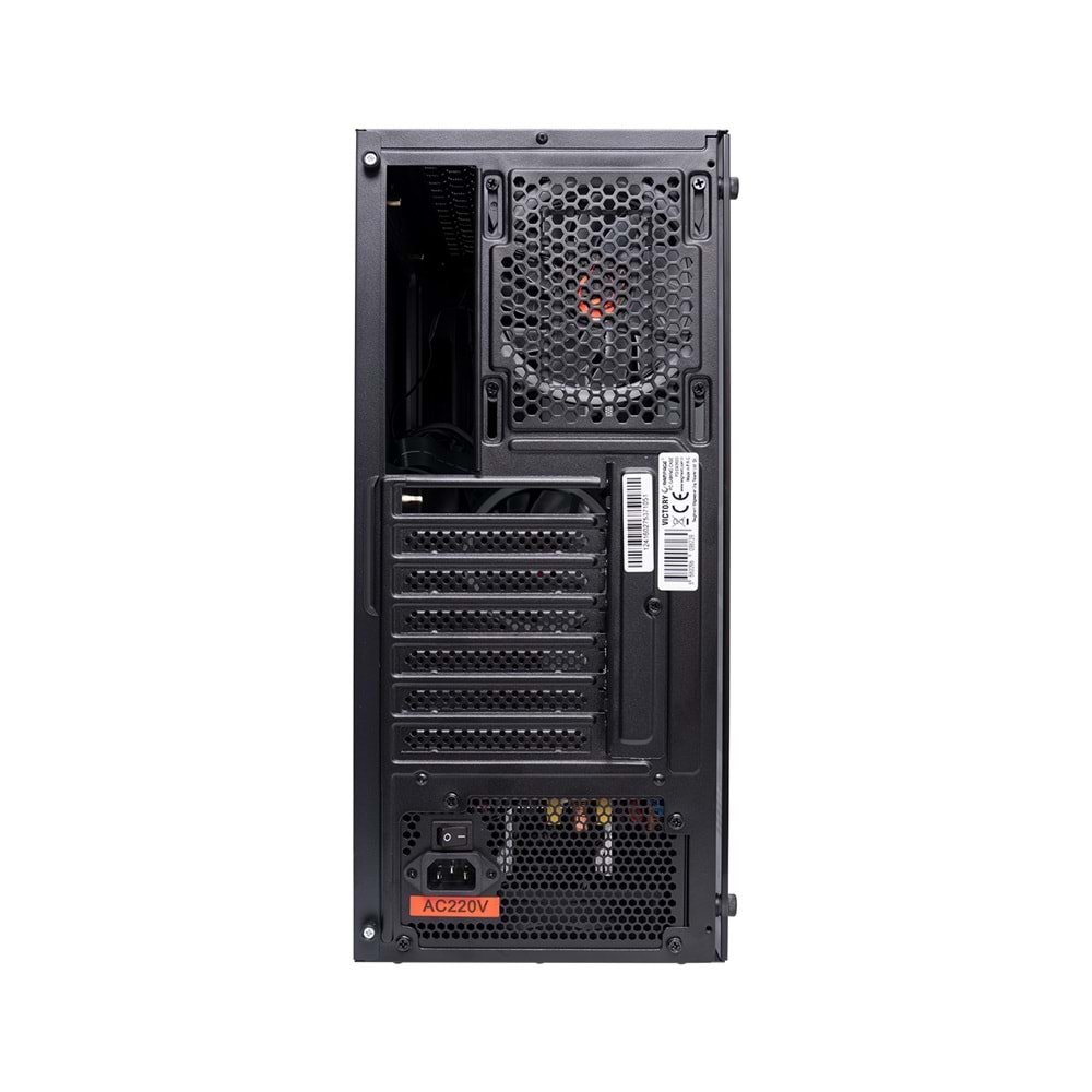 Rampage VICTORY Temperli Camlı 4*12cm RGB Fan + Led Şerit ATX Mid-T Gaming Oyuncu Kasası