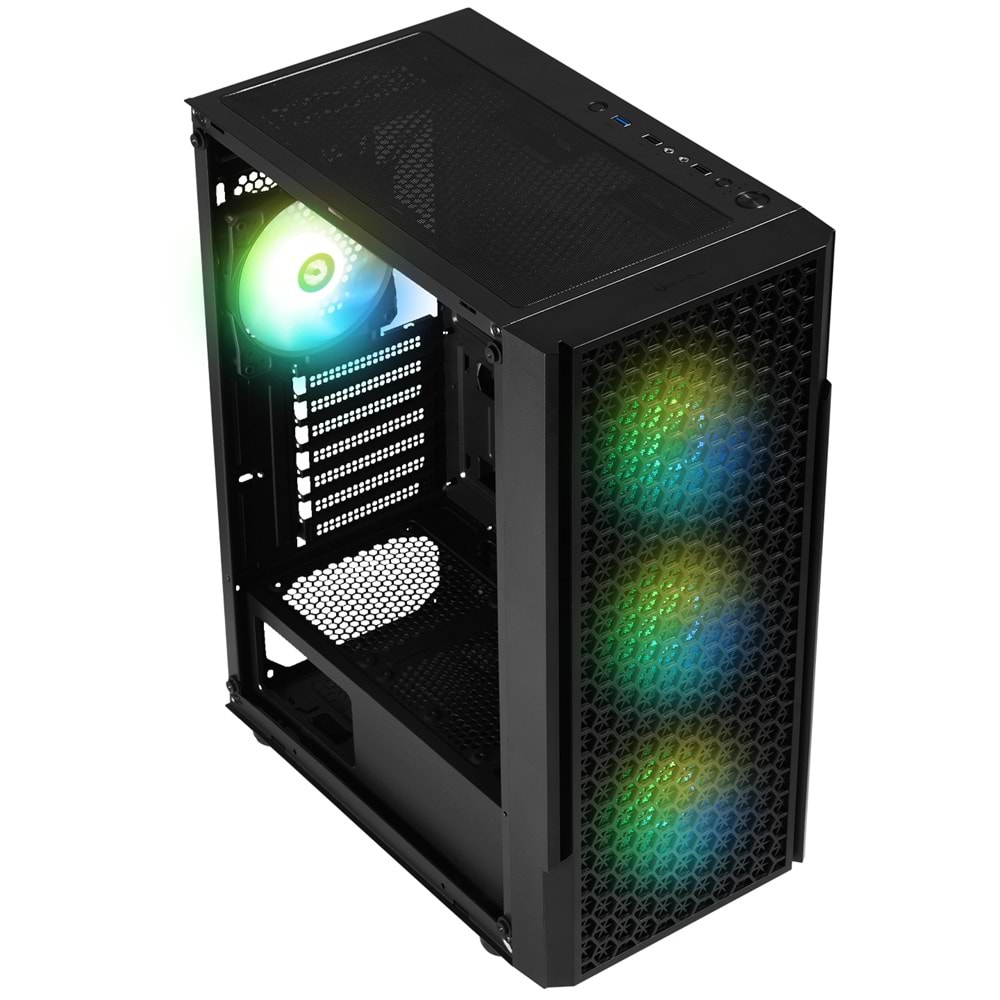 BitFenix PROTON 4*120mm FRGB Fan Siyah 1*Usb3.0 2*Usb2.0 Tempered Glass Oyuncu Kasası
