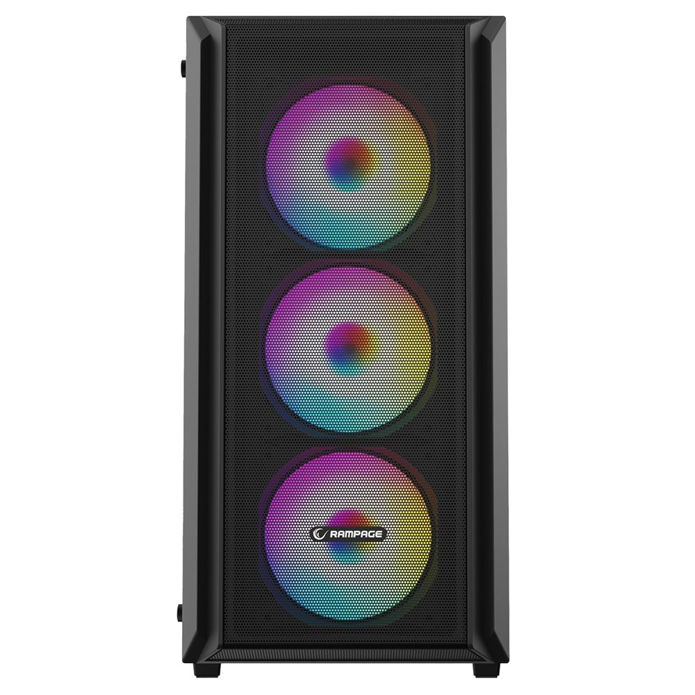 Rampage BETA MESH Standart 4*12cm ARGB Fan Temperli Camlı Mid-T Siyah Oyuncu Kasası