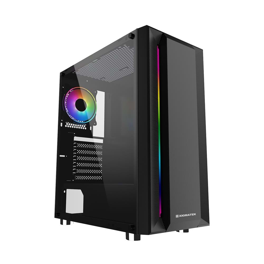 Xigmatek EN49974 HELIOS Temper Camlı 1*12cm Rainbow Led Şeritli Mid-T Gaming Oyuncu Kasası