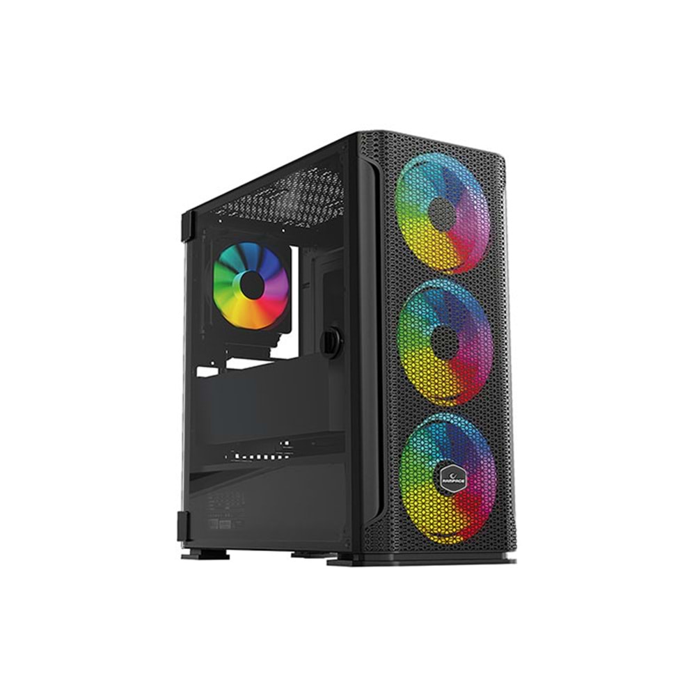 Rampage TRAPPER Temper Camlı Siyah 3*14cm + 1*12cm ARGB Fanlı Gaming Oyuncu Kasası