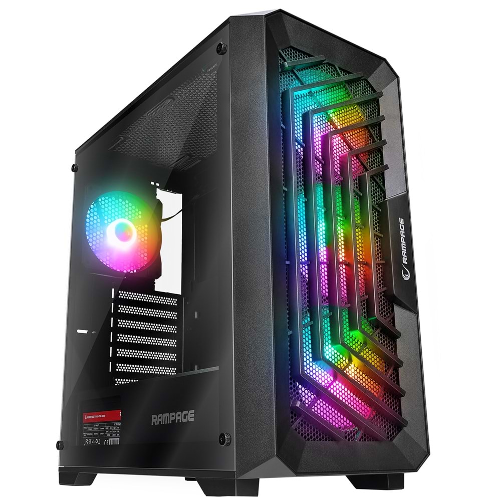 Rampage SPEAR Siyah 4*RGB Auto Fan ATX Mid-T Gaming Oyuncu Kasası