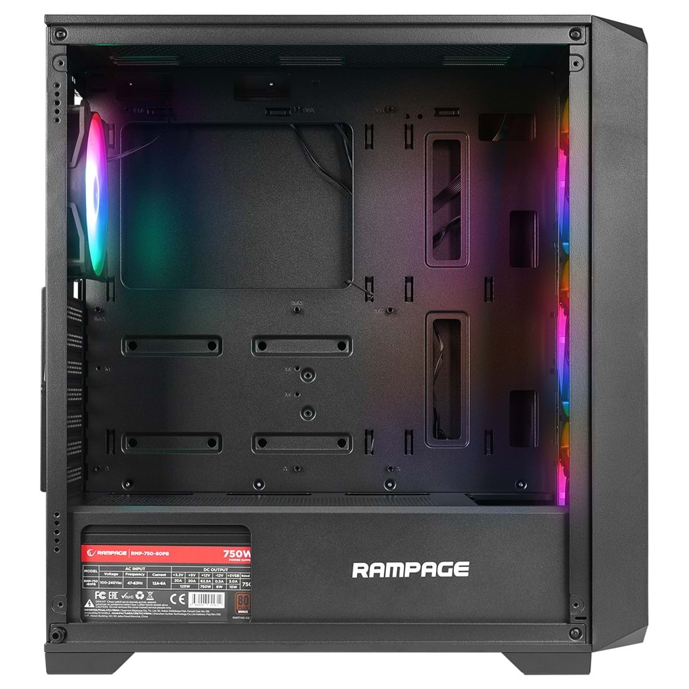 Rampage SPEAR Siyah 4*RGB Auto Fan ATX Mid-T Gaming Oyuncu Kasası