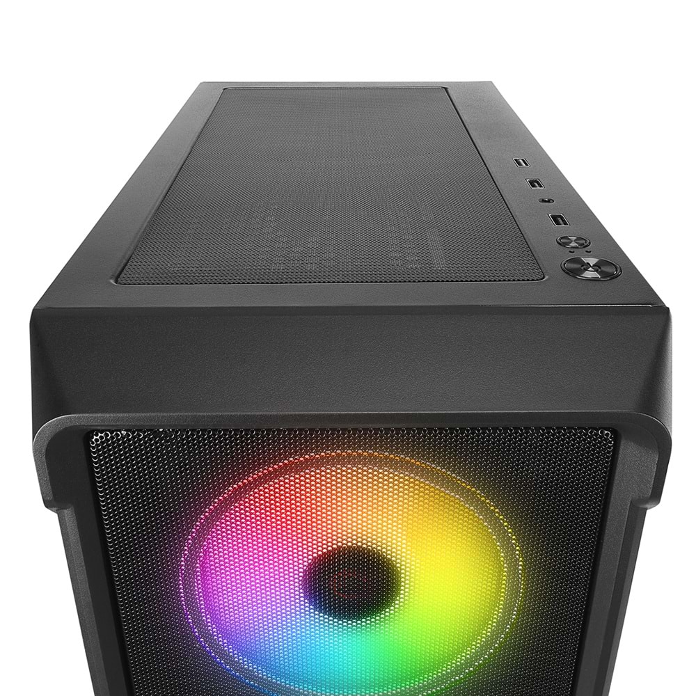 Rampage BLADE Mesh Temperli Camlı Siyah 4*12cm Sabit RGB Fan ATX Mid-T Gaming Oyuncu Kasası