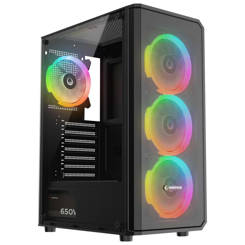 Rampage HELIOS Siyah 4*12cm Rainbow ATX Mid-T Gaming Oyuncu Kasası