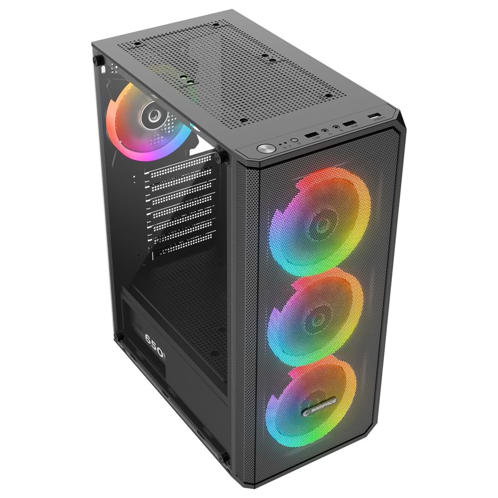 Rampage HELIOS Siyah 4*12cm Rainbow ATX Mid-T Gaming Oyuncu Kasası