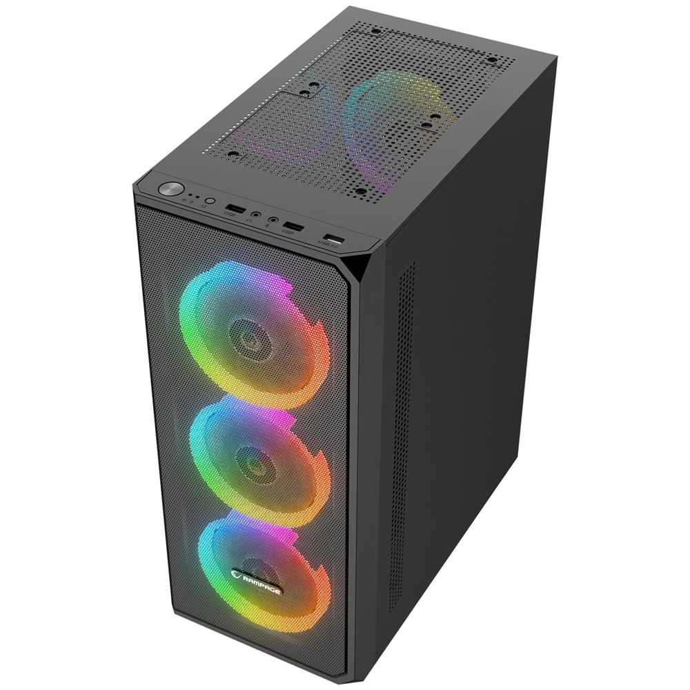 Rampage HELIOS Siyah 4*12cm Rainbow ATX Mid-T Gaming Oyuncu Kasası