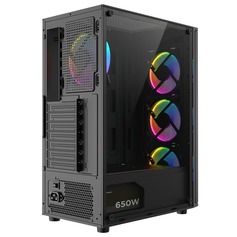 Rampage HELIOS Siyah 4*12cm Rainbow ATX Mid-T Gaming Oyuncu Kasası