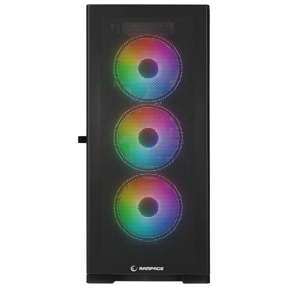 Rampage MAGNIFIC Mesh Manyetik Temperli Camlı Siyah 4*12cm RGB Fan ATX Mid-T Gaming Oyuncu Kasası
