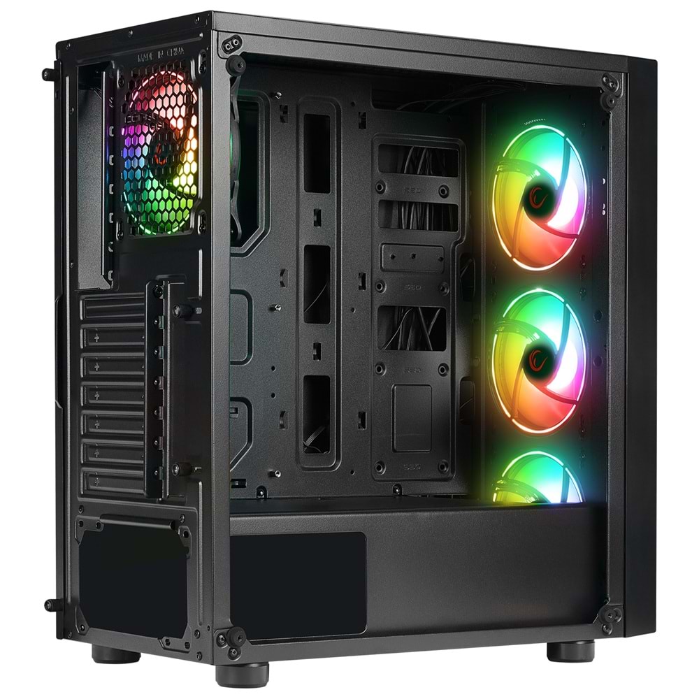 Rampage TRIANGLE 4*12cm Auto RGB Fan Tempered Glass ATX Mid-T Gaming Oyuncu Kasası