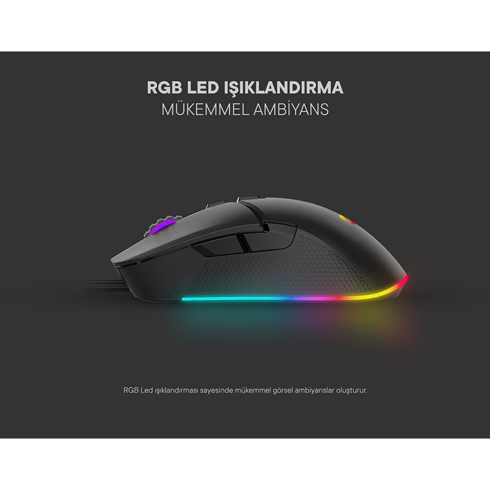 Everest SM-G05 X-RACER Usb Siyah 6400dpi RGB Ledli Gaming Oyuncu Mouse
