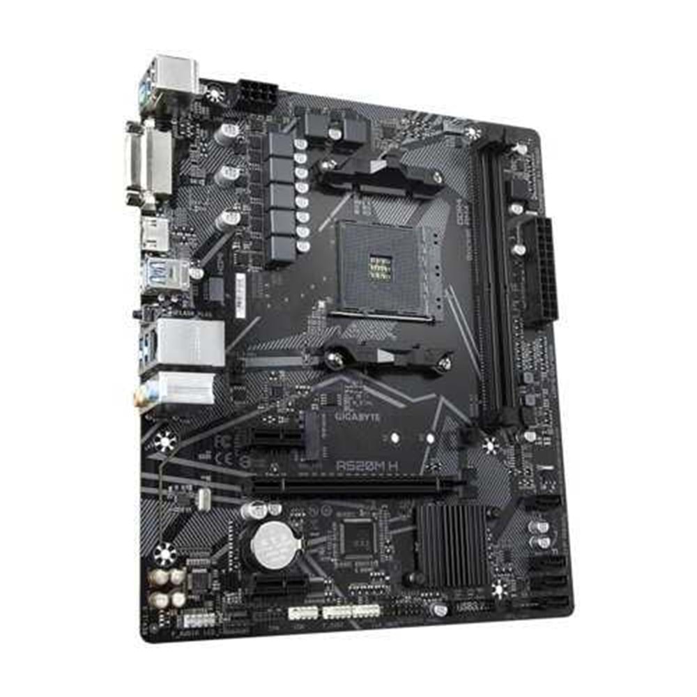 Gigabyte A520M H Sata,M2 Ddr4 5000MHz Usb 3.2 Dvi Hdmi Ses G.Lan AM4 Anakart