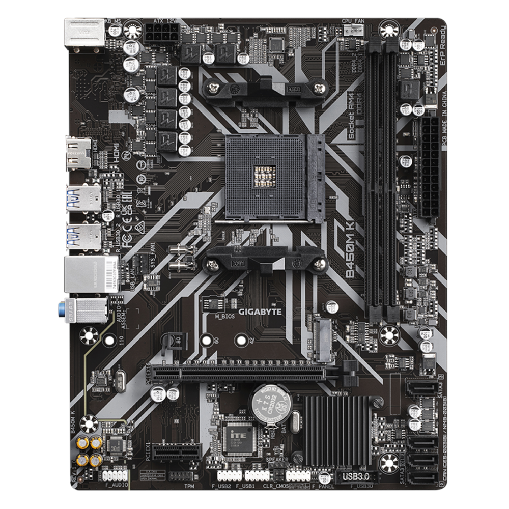 Gigabyte B450M-K rev.1.0. 2xDDR4, 1xM.2. HDMI. AM4 Soket Anakart
