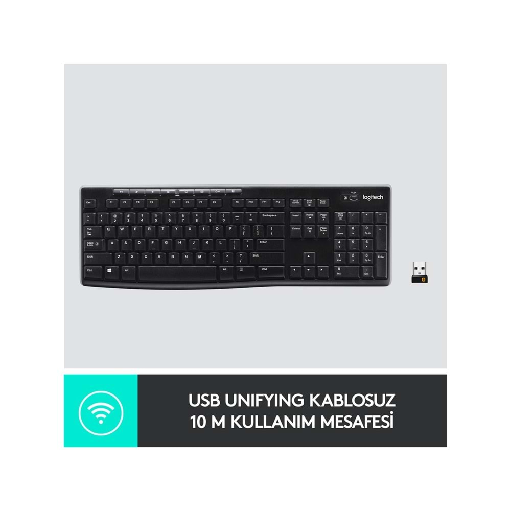 Logitech K270 Tam Boyutlu Kablosuz Türkçe Klavye - Siyah