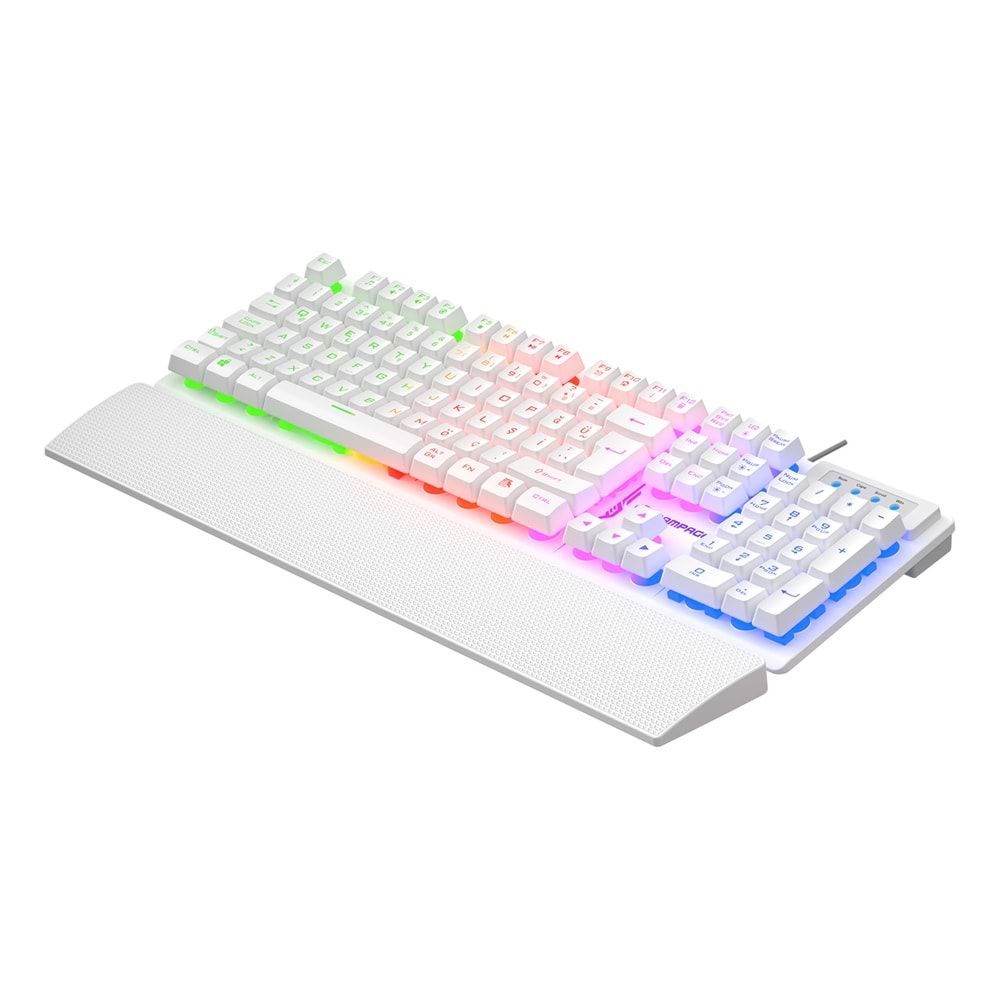 Rampage KB-RX77 RUNNER Beyaz USB Rainbow Aydınlatmalı Q Bilek Destekli Gaming Klavye