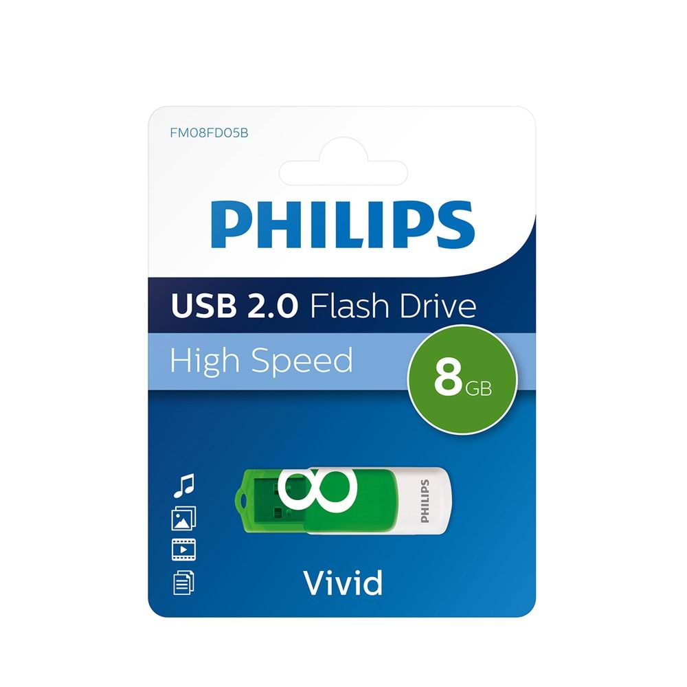 Philips USB 2.0 8GB Vivid Bahar Yeşili