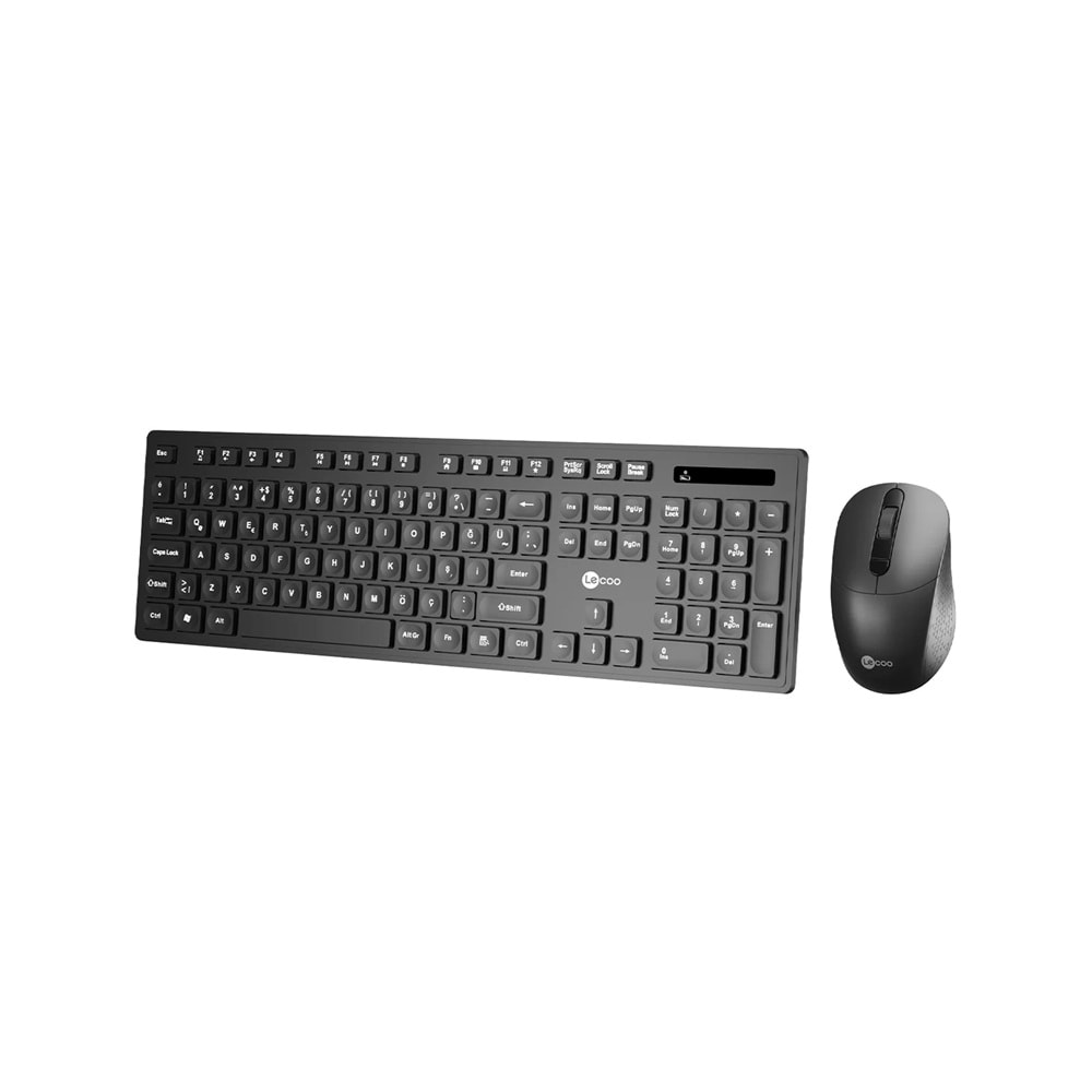 Lecoo KW201 Kablosuz Türkçe Q Klavye & Mouse Set Siyah