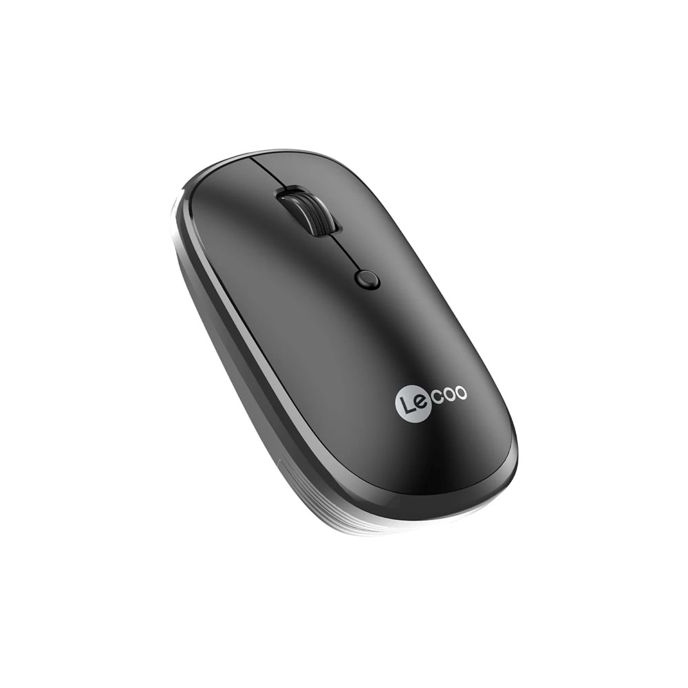 Lecoo WS209 Dual Mod 2.4GHz WiFi + Bluetooth 6 Tuşlu 1600DPI Şarjlı Sessiz Kompakt Kablosuz Optik Mouse Siyah