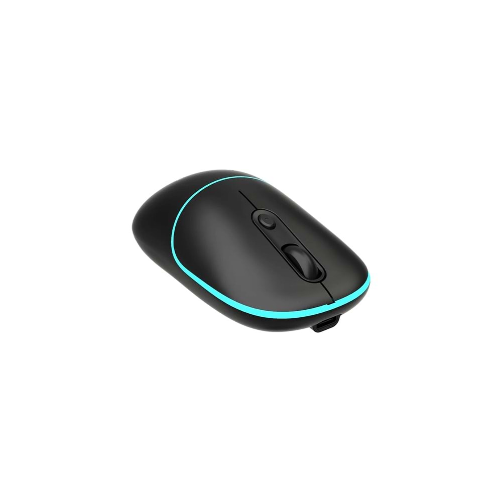 Lecoo WS210 Dual Mod RGB 2.4GHz WiFi+ Bluetooth 1600DPI 6 Tuşlu Şarjlı Sessiz Kompakt Kablosuz Optik Mouse Siyah